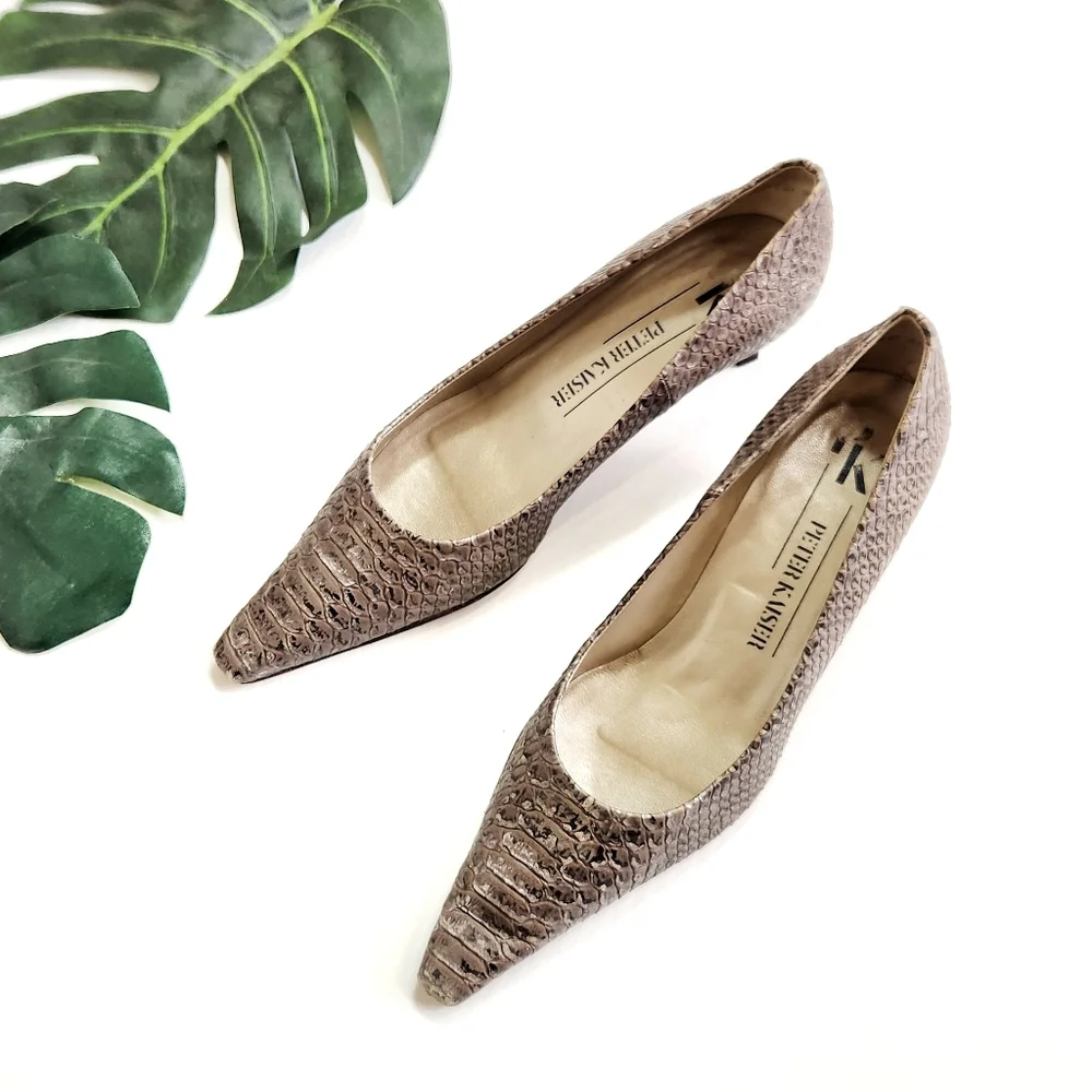 Peter Kaiser Taupe Textured Heels - Picture 2 of 16